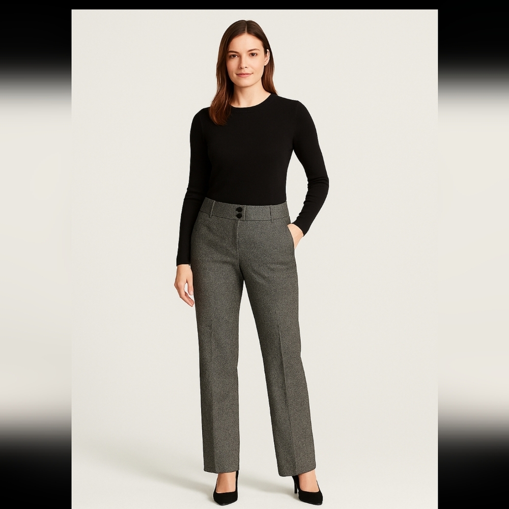 Ann Taylor Margo Black White Wool Blend Speckled Dress Pants Size 10 Careerp